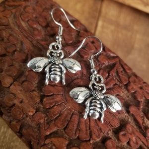 Silver Honey BEE earrings Nature Lover Hippy~Hippie~Love~Fairycore~Garden Wings